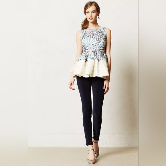 Anthropologie Fish Fry by Manish Anora Embroidered Peplum Top - Picture 3 of 16